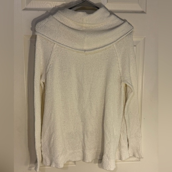 Free People White Cowl‎ Neck Sweater XS Draped Hem Boho Cozy Knit Pullover - Picture 2 of 4